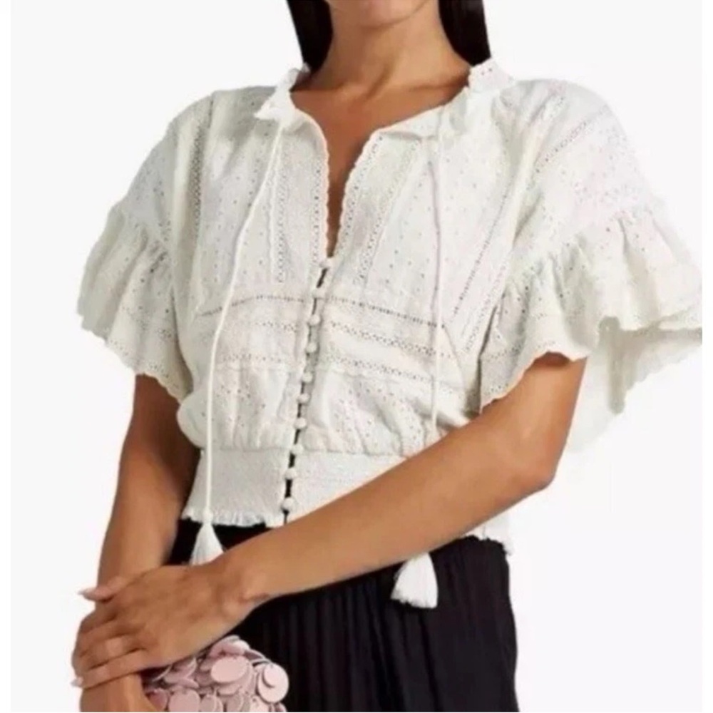 Alice + Olivia Cream Eyelet Blouse
